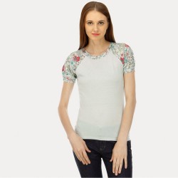 Aqua Blue Printed Tee