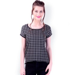 Black Checked Loose Fit Top