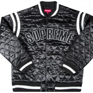 Supreme Quilted Satin Varsity Jacket - Size Medium