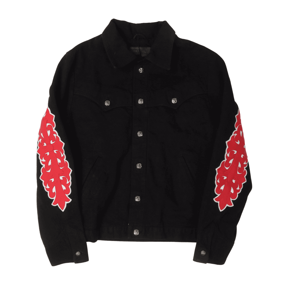 Chrome Hearts Floral Cross Patch Denim Trucker Jacket